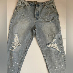 No Boundaries Jeans Denim Pants sz Juniors 17 distressed high waisted button fly